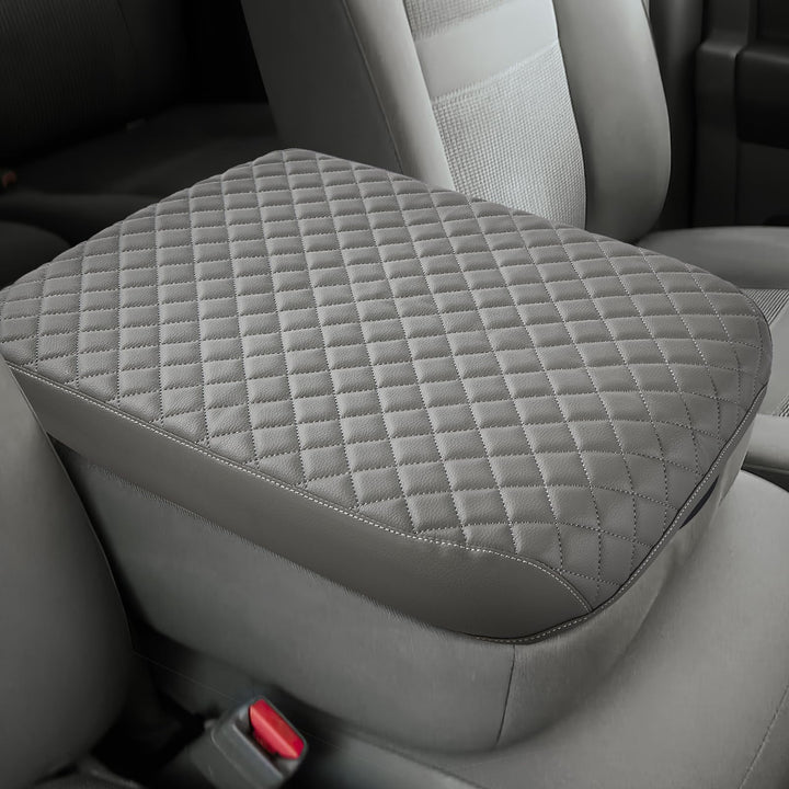 JOYTUTUS front view of gray center console cover shows neat fit and protection