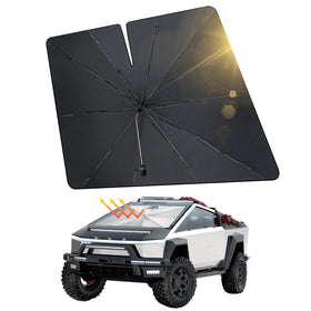 JOYTUTUS front view showing full Cybertruck windshield coverage and heat reduction