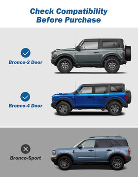 JOYTUTUS dimensions beside ruler showing scale and compatibility with Bronco doors