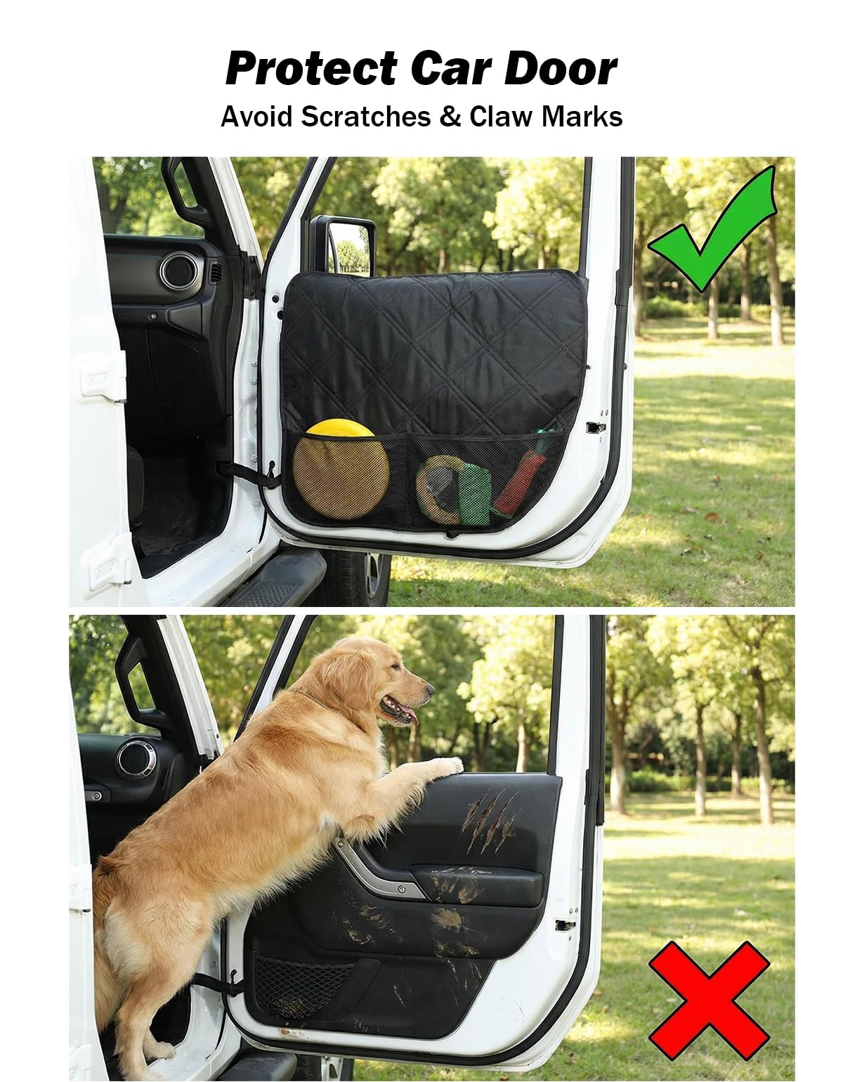 JOYTUTUS dog leaning on protector demonstrating scratch-resistance comfort