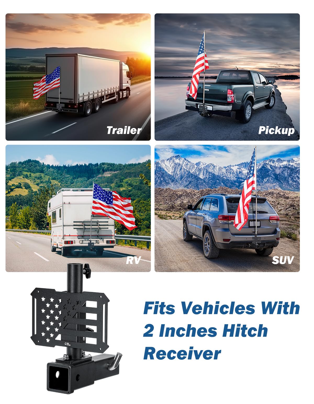 JOYTUTUS flag pole inserted showing scale and compatibility up to 1.18 inches