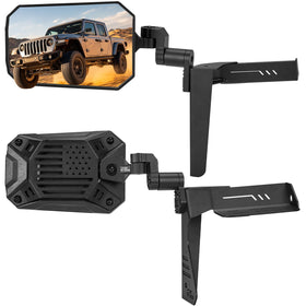 JOYTUTUS front-mounted mirror on Jeep showing wider view and stability
