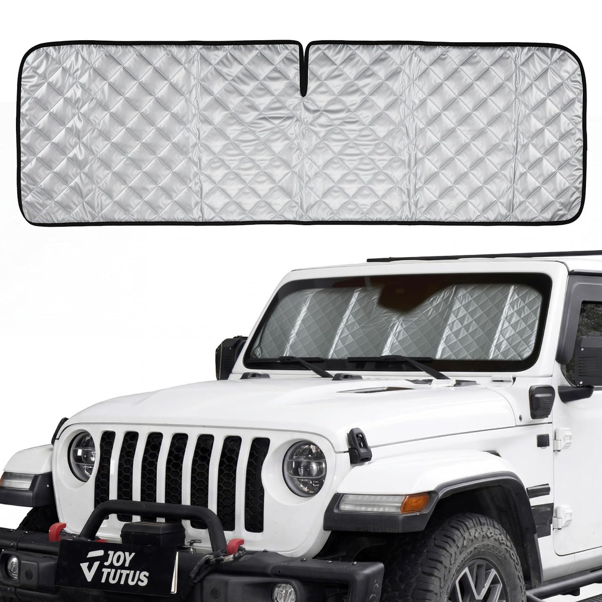 JOYTUTUS front packaging on Jeep windshield showing exact fit benefit