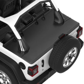 JOYTUTUS front view of tonneau cover fitted on Wrangler showing weatherproof protection