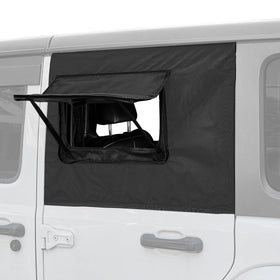 JOYTUTUS front packaging showing two black rear side window covers benefits protection