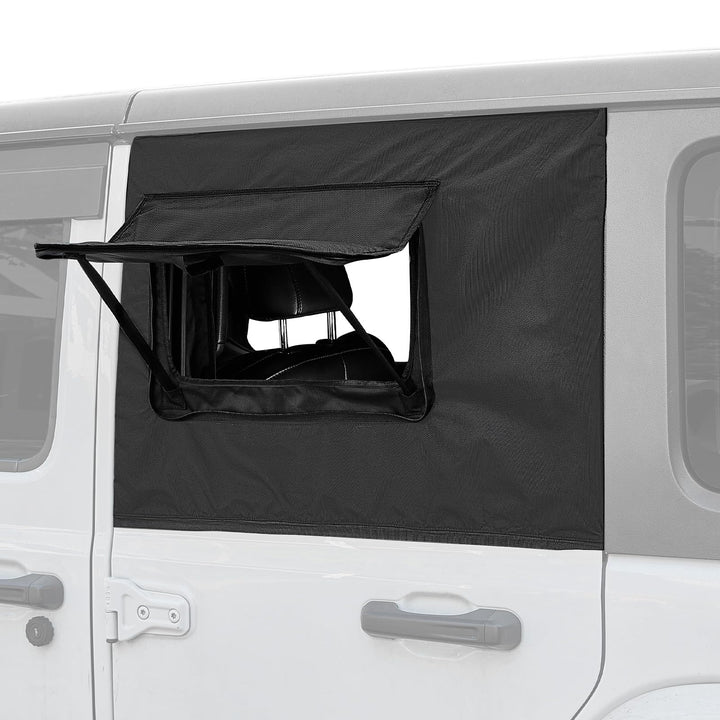 JOYTUTUS front packaging showing two black rear side window covers benefits protection