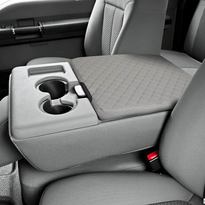JOYTUTUS front view gray cover shows neat fit and protection for jump-seat console