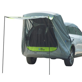 JOYTUTUS front view installed on SUV showing sheltered tailgate and benefit of expanded living space