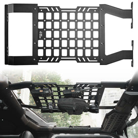 JOYTUTUS front view installed on Wrangler hard top shows organized overhead storage benefit