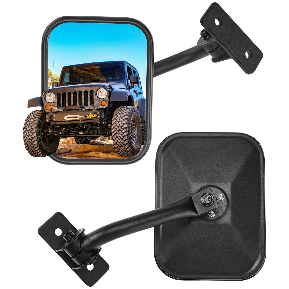 JOYTUTUS front-mounted mirrors installed showing stable rear visibility