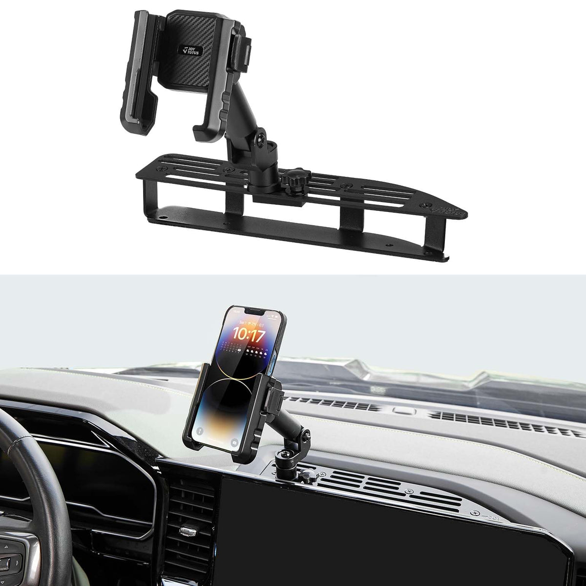 JOYTUTUS front view mounted on Silverado dashboard showing secure fit and accessibility