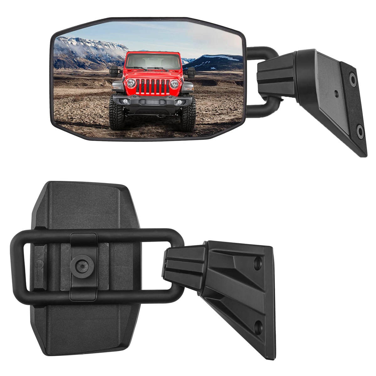 JOYTUTUS front view mounted on Wrangler showing clear field of view benefit