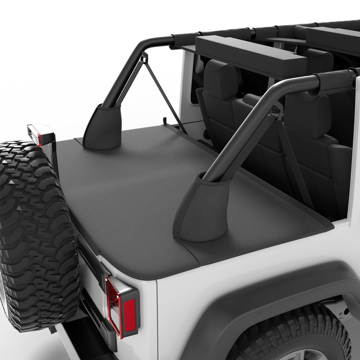 JOYTUTUS front view showing full tonneau cover protecting cargo and enhancing privacy