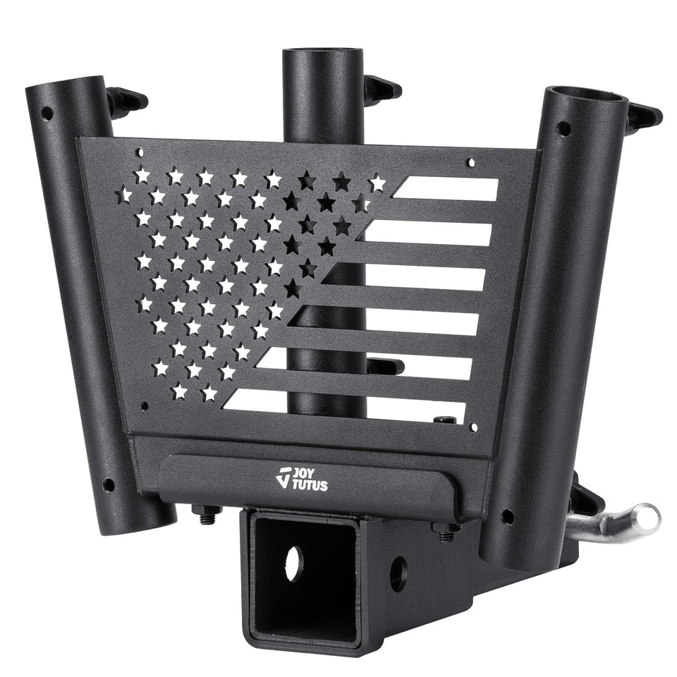 JOYTUTUS front view showing triple flag sockets and durable finish for clear display