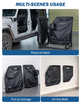 JOYTUTUS hanging door in garage showing easy wall storage and visibility