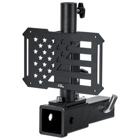 JOYTUTUS front view of hitch flag holder showing sturdy fit and easy installation