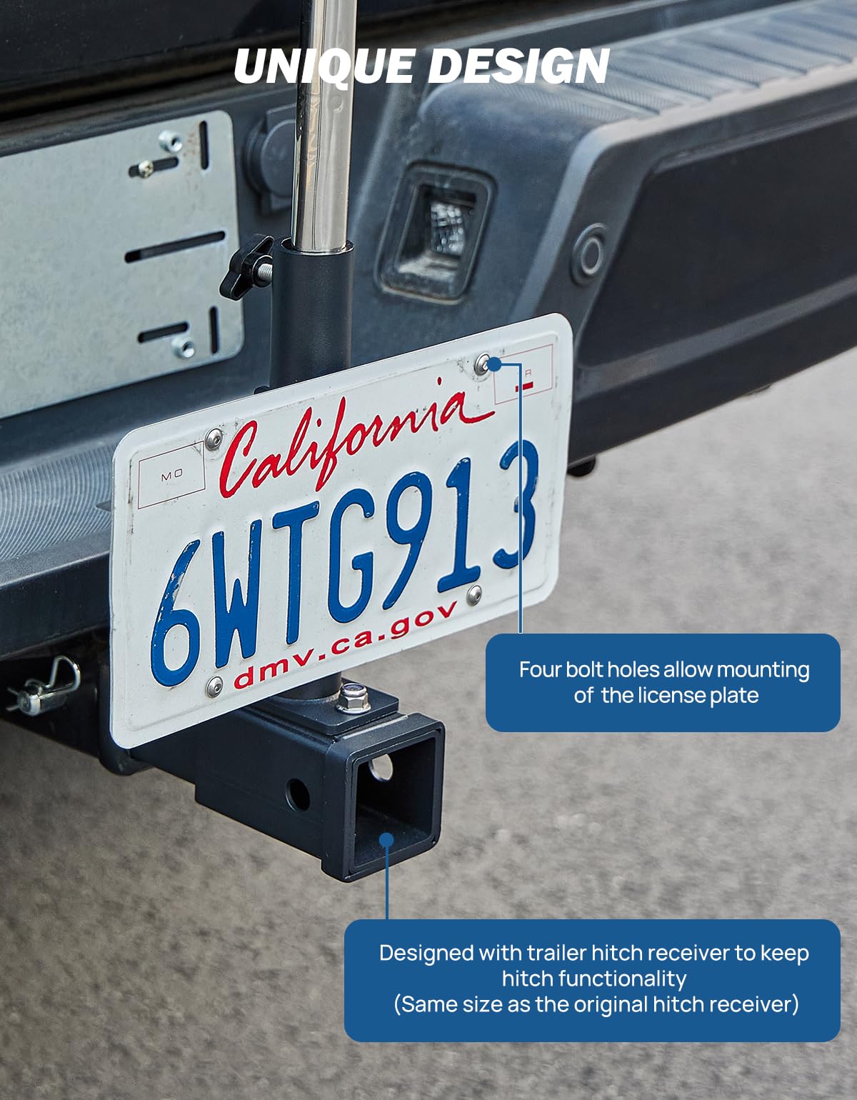 JOYTUTUS license plate mount on flag holder maintaining plate visibility and compliance