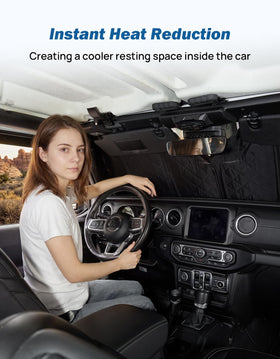 JOYTUTUS installed in a Jeep Wrangler demonstrating sun protection