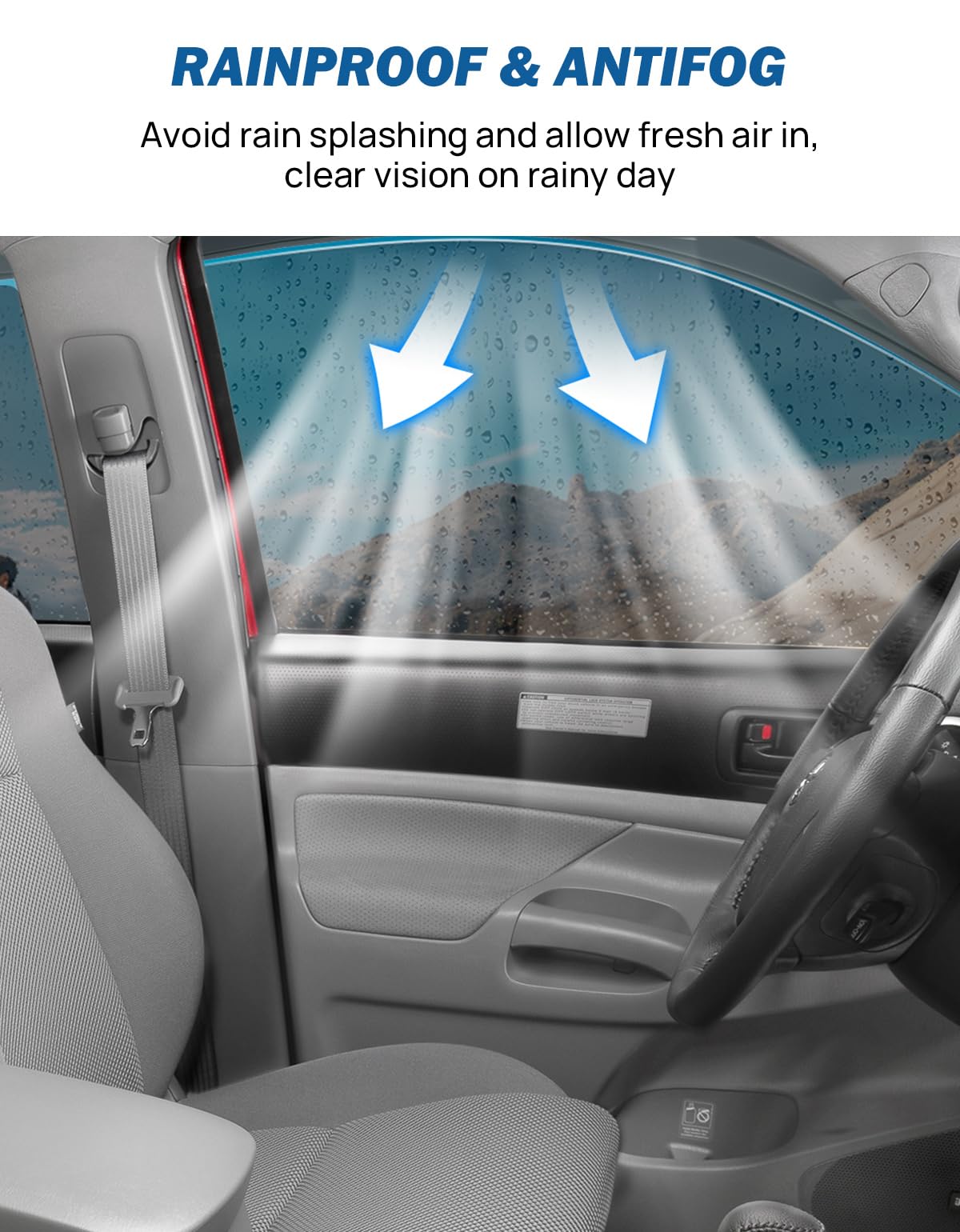 JOYTUTUS installed on driver front window reducing wind noise