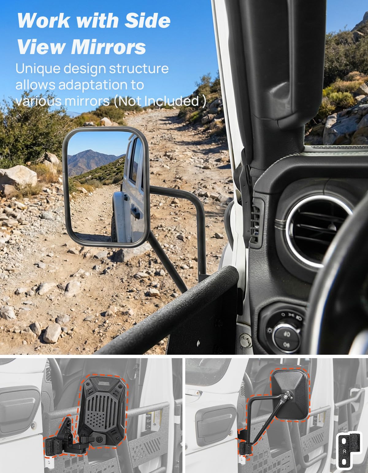 JOYTUTUS installed front half door on Wrangler JLU showing open-air benefit