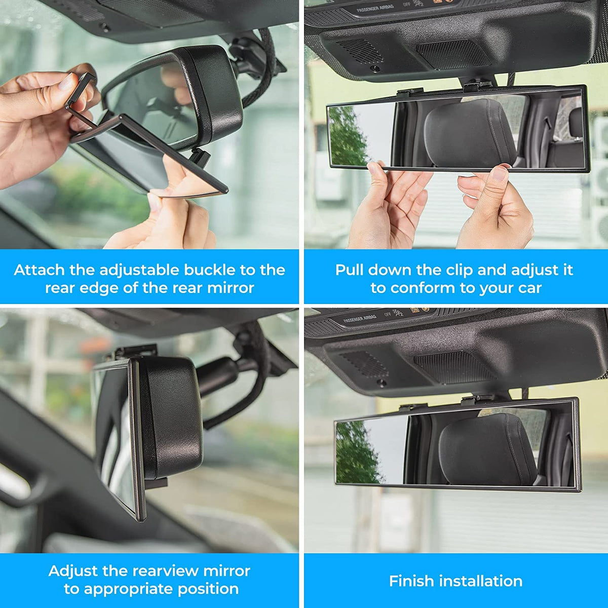 JOYTUTUS mirror mounted in truck cabin showing extended field of view