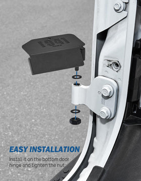 JOYTUTUS installed on Wrangler door hinge demonstrating secure mounting