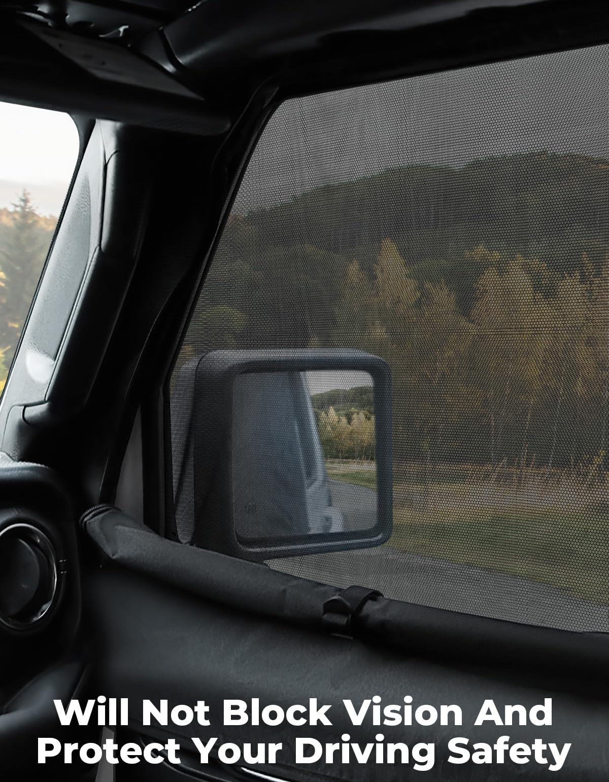 JOYTUTUS installed on Wrangler front side window demonstrating quick fit