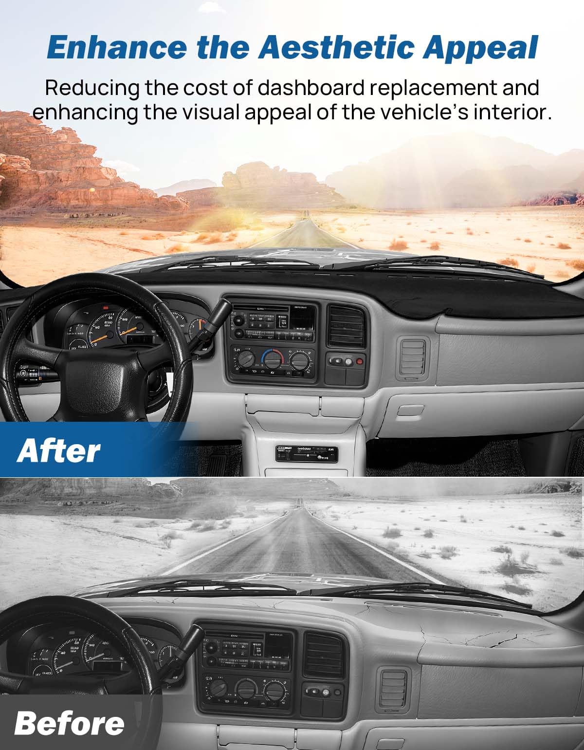 JOYTUTUS installed on Silverado dashboard reducing glare and heat