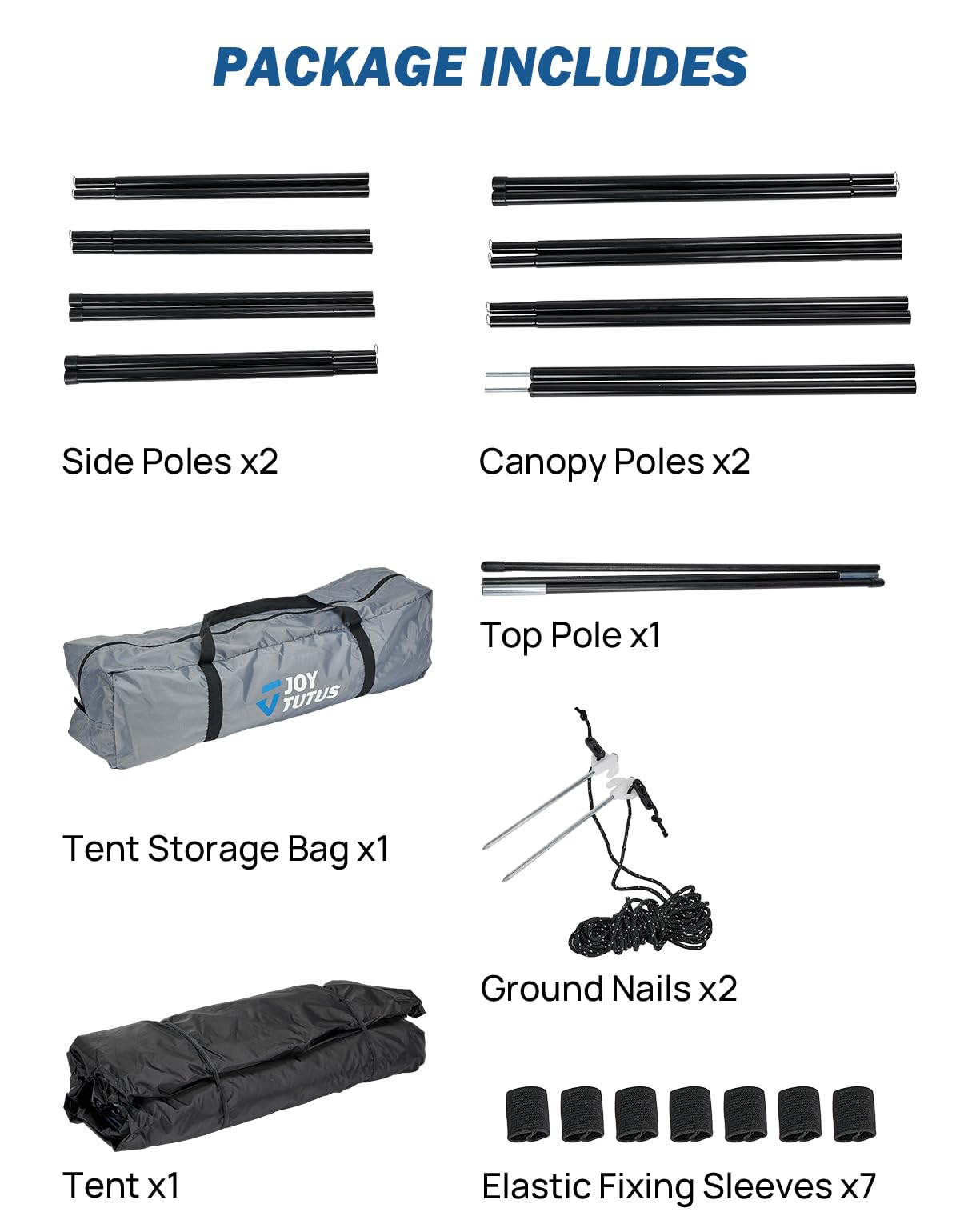 JOYTUTUS campsite setup with tent and awning expanding outdoor living space