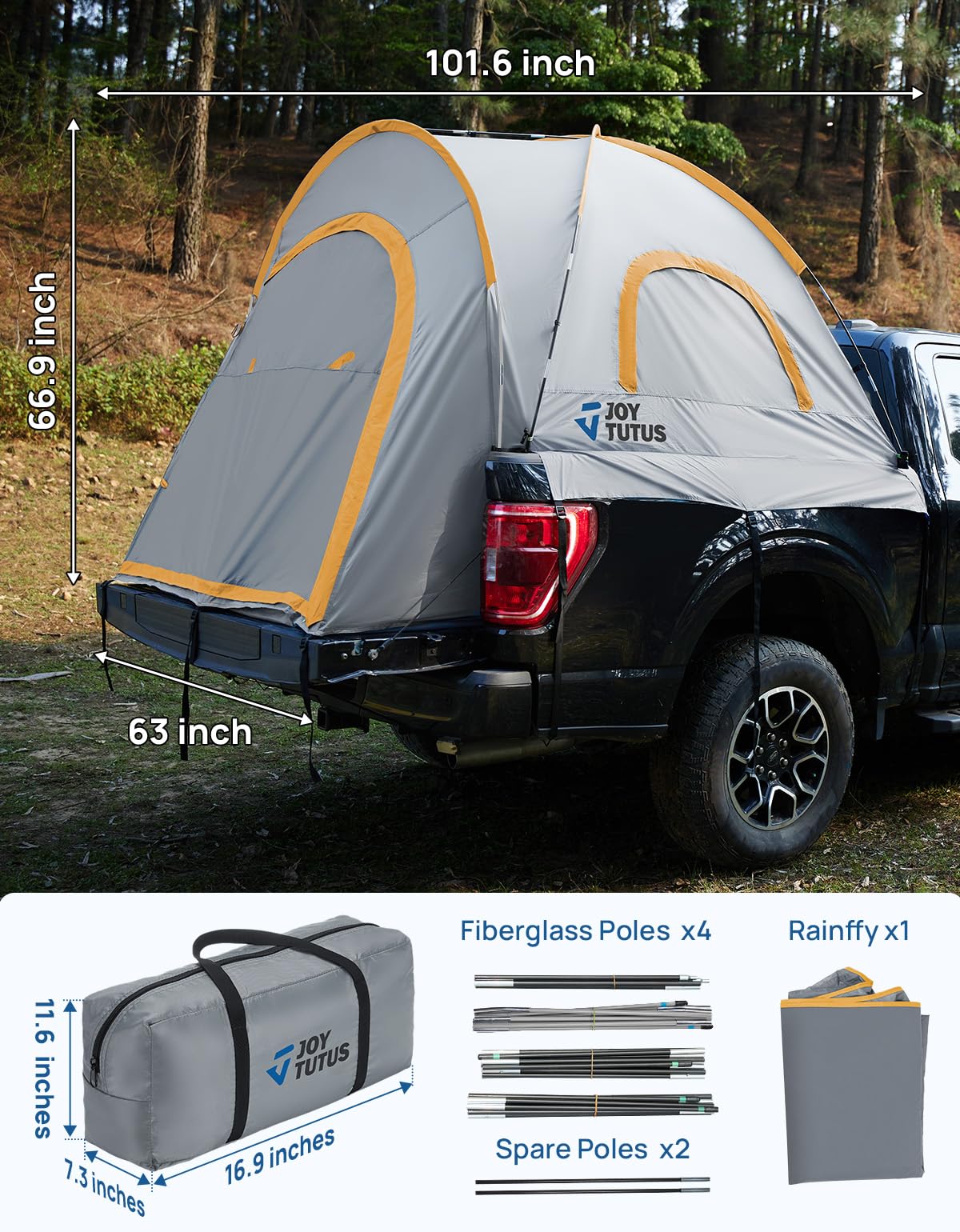 JOYTUTUS tent in campsite setting illustrating comfortable truck camping