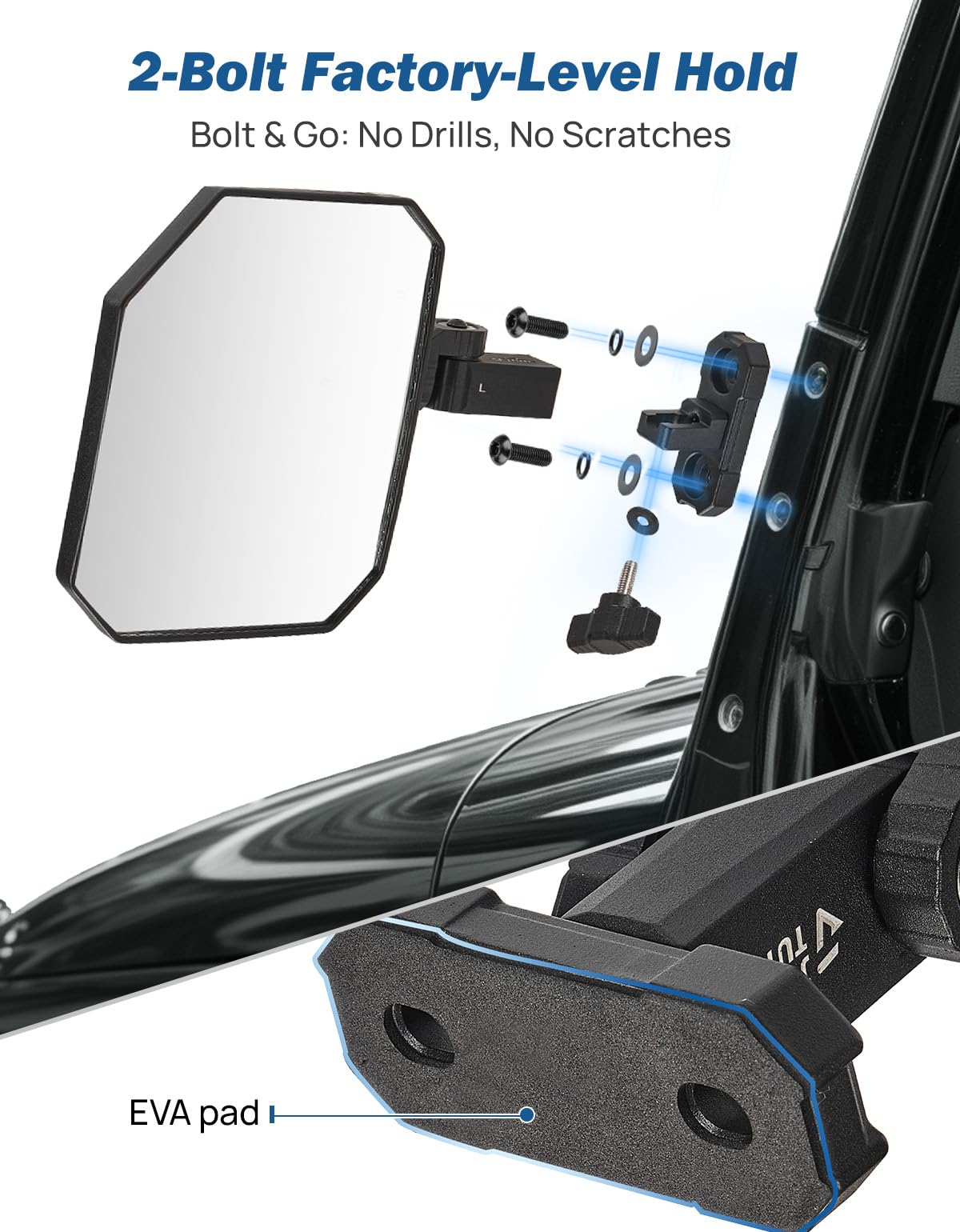 JOYTUTUS mirror on a doors-off Jeep driving on a trail for safer rides