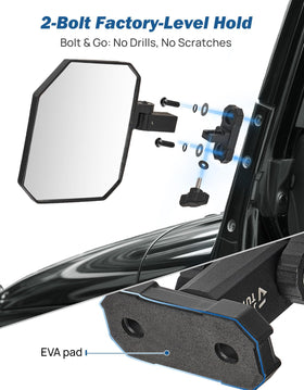 JOYTUTUS mirror on a doors-off Jeep driving on a trail for safer rides