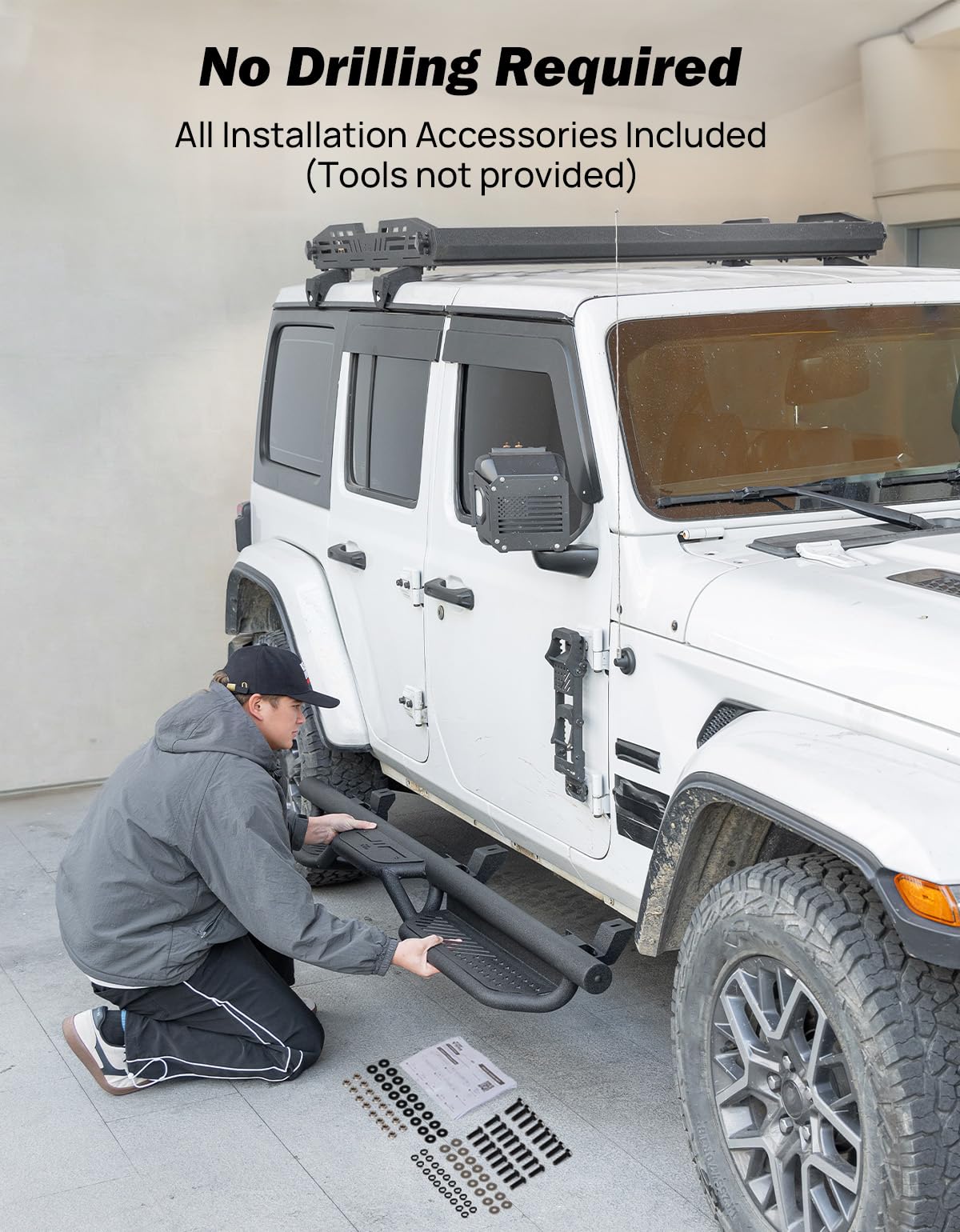 JOYTUTUS lifestyle off-road installation showing reliable step use during adventure
