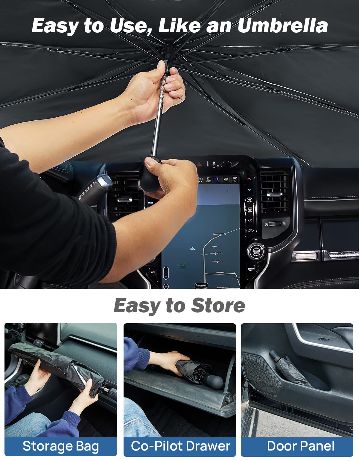 JOYTUTUS installed in parking lot demonstrating lowered cabin heat and UV shield