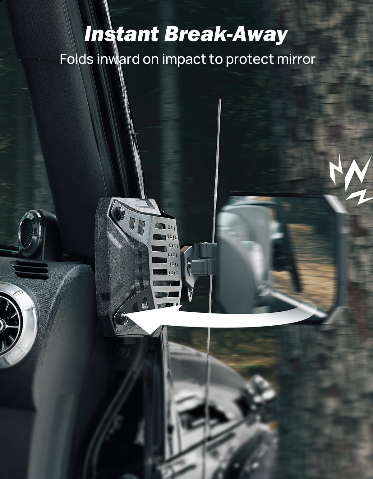 JOYTUTUS mounted on Wrangler side view providing wider visibility benefit