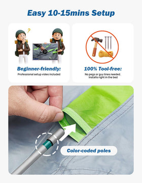 JOYTUTUS pole connection and spare poles showing easy assembly benefit