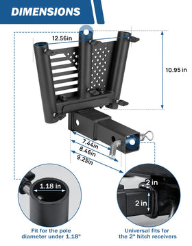 JOYTUTUS pole insertion detail with knob bolts securing flagpoles tightly