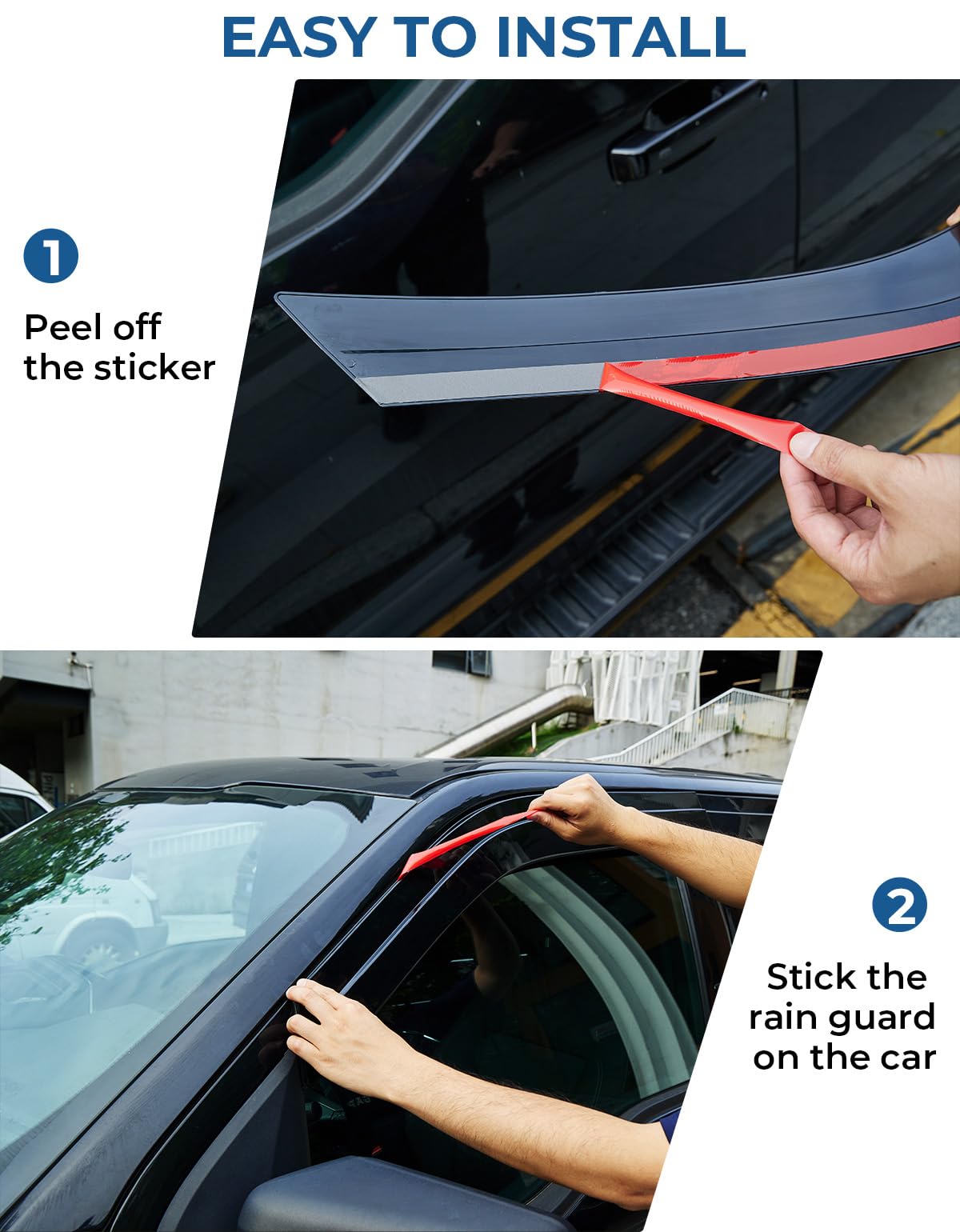 JOYTUTUS visor deflecting rain away from open window to keep interior dry
