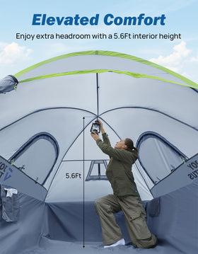 JOYTUTUS tent with rainfly installed keeping occupants dry in wet weather