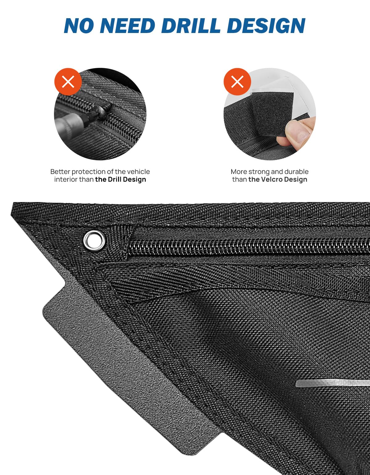 JOYTUTUS rear door pocket angled view demonstrating universal fit and accessibility