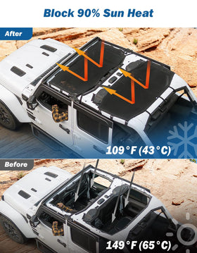 JOYTUTUS rear view installed on Wrangler JL reducing cabin heat and glare