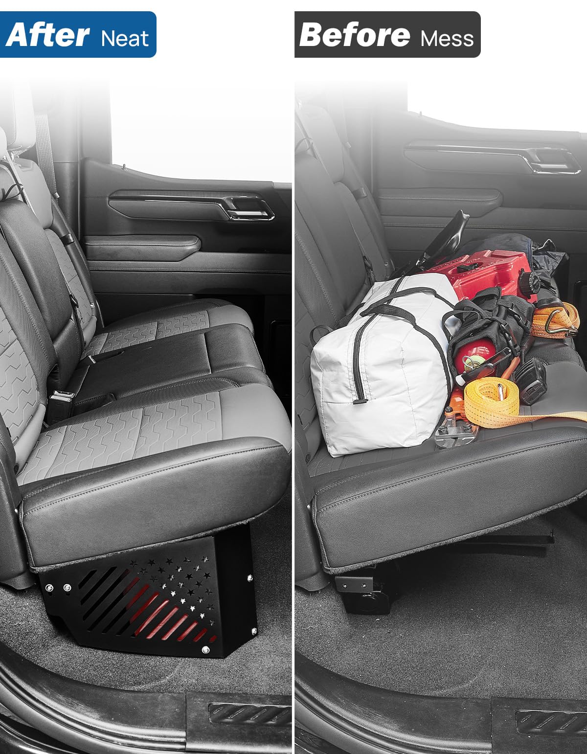 JOYTUTUS size comparison next to a toolbox illustrating compact, space-saving storage