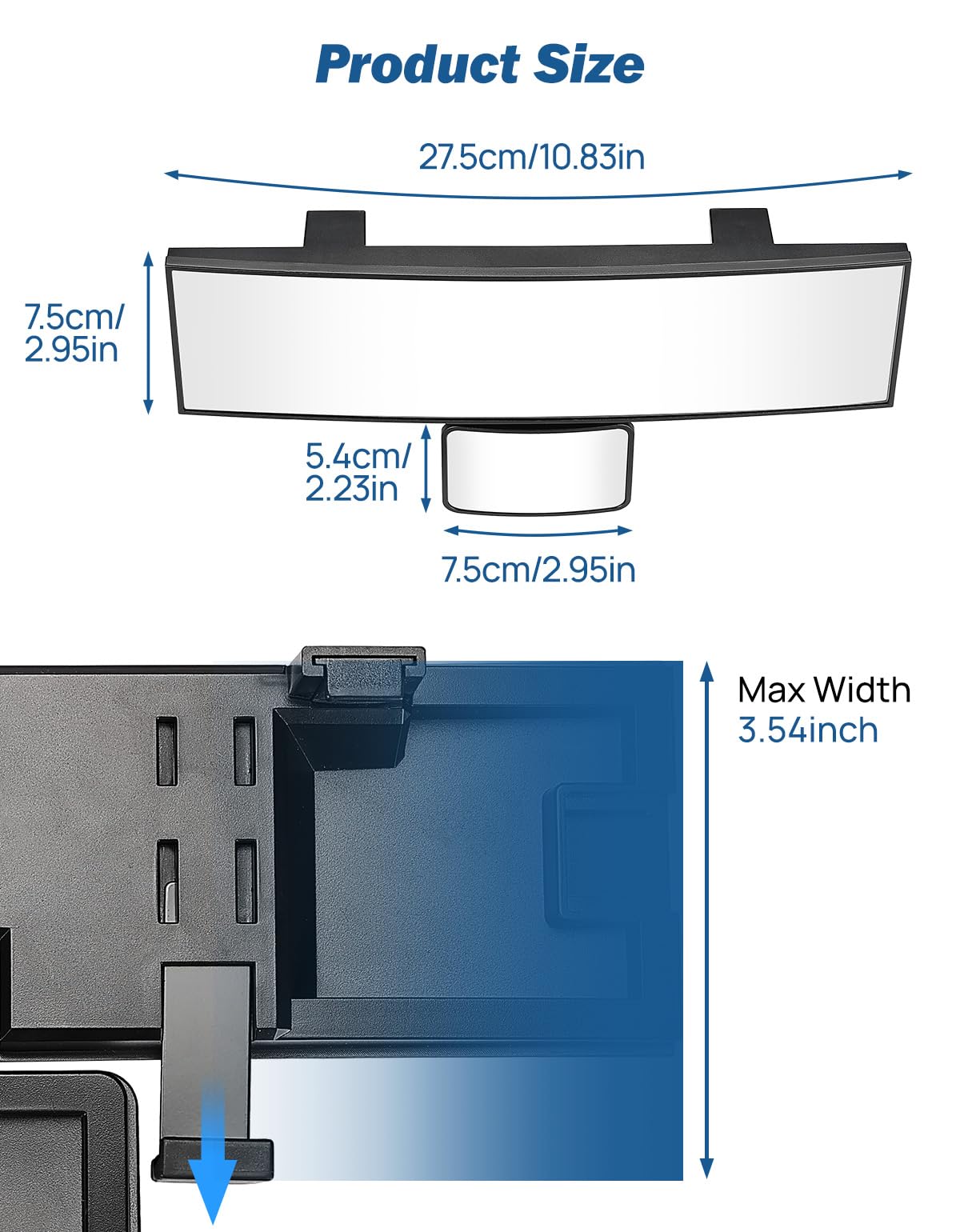 JOYTUTUS angled shot highlighting wide-coverage convex surface for reduced blind spots