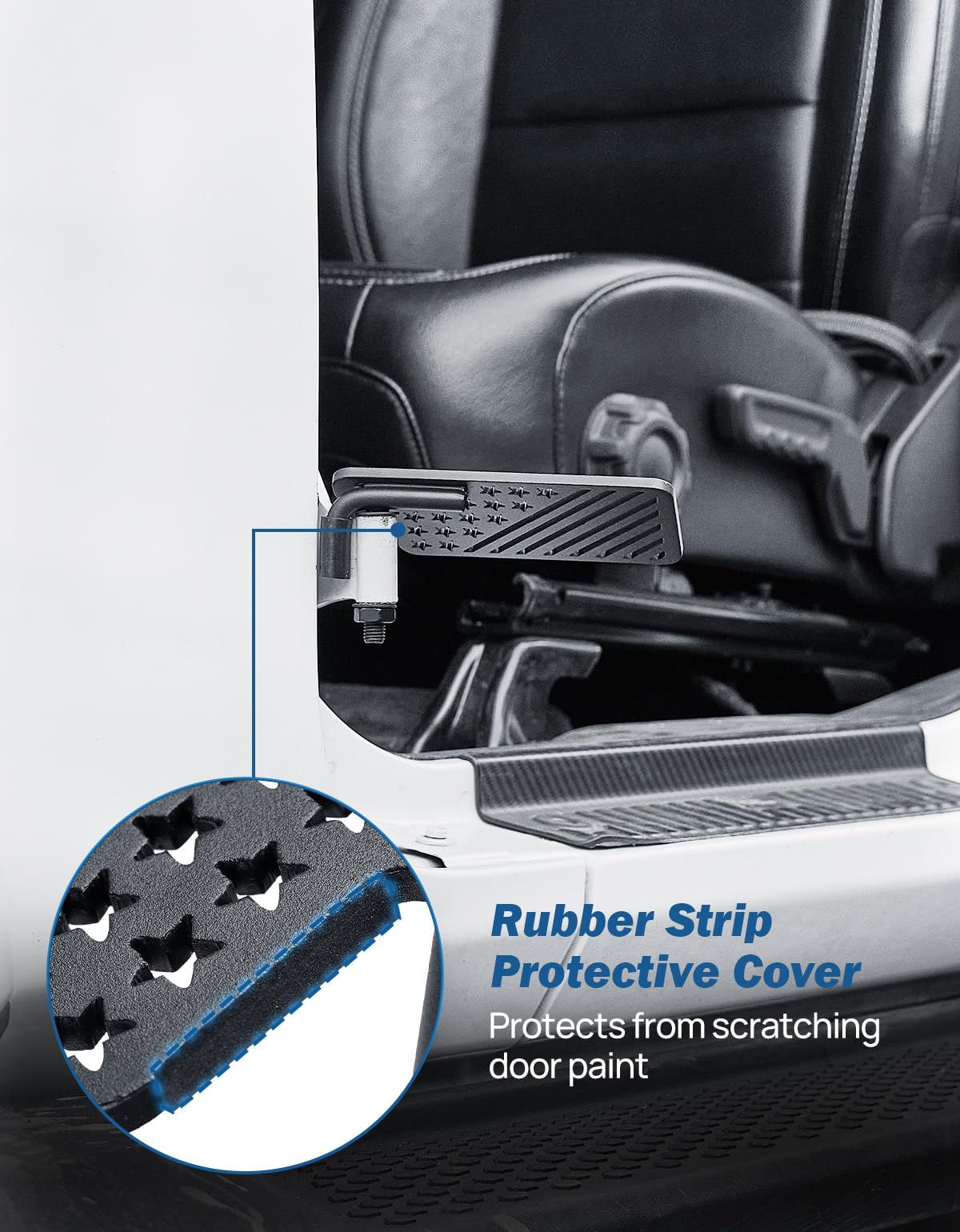 JOYTUTUS side profile mounted on door hinge demonstrating secure fit and ease of use