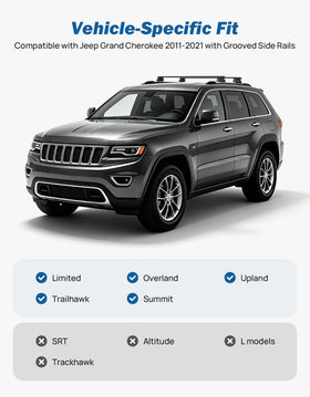 JOYTUTUS side profile on Jeep Grand Cherokee roof demonstrating sleek fit and strength