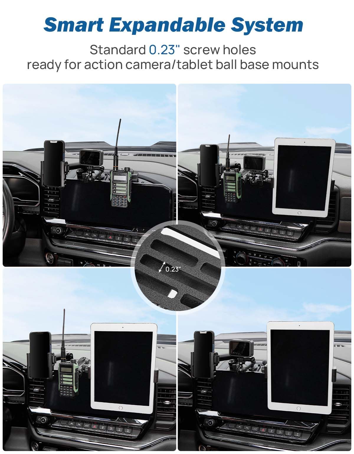 JOYTUTUS side profile showing adjustable arm length for ideal dash clearance