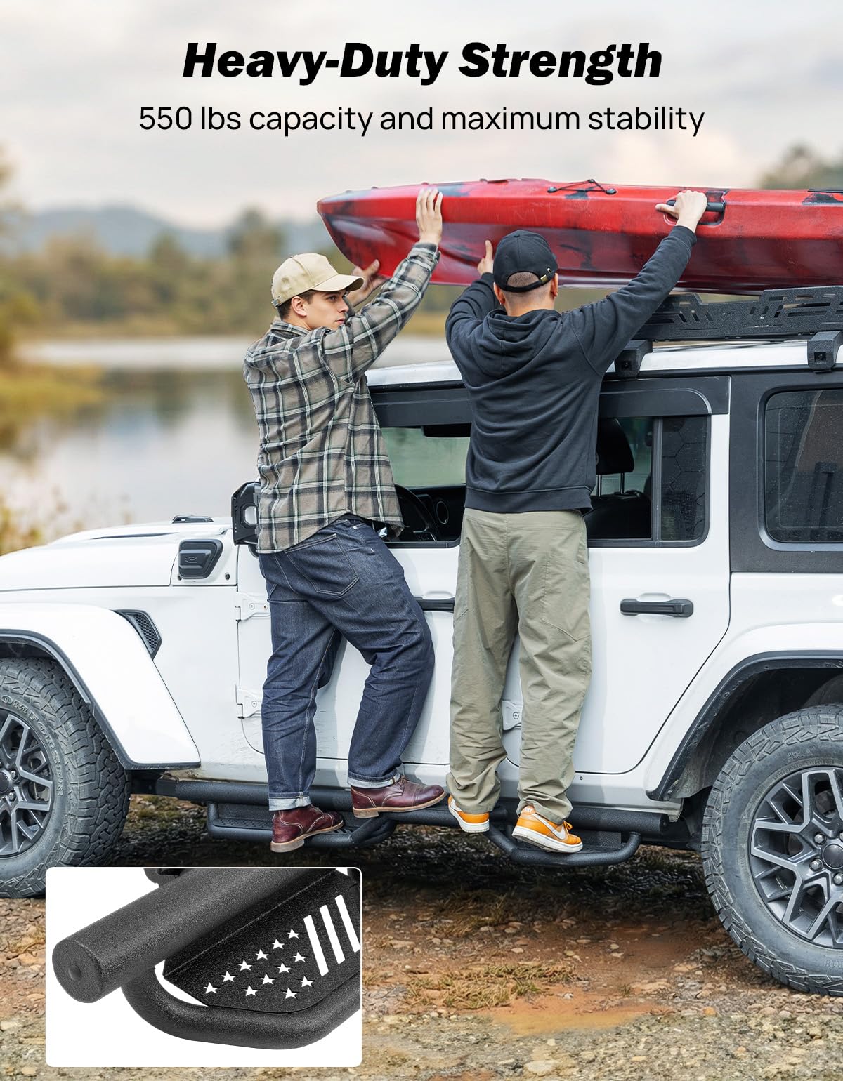 JOYTUTUS side view installed on Wrangler JL highlighting preserved ground clearance