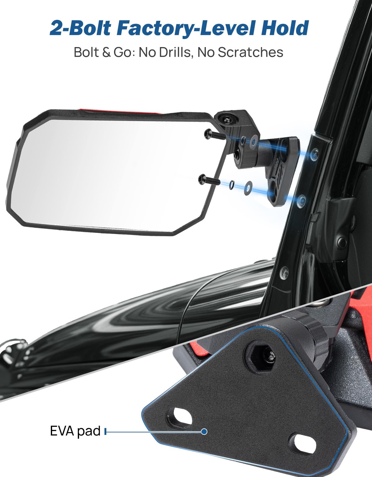 JOYTUTUS mirror next to hand for scale showing compact robust construction