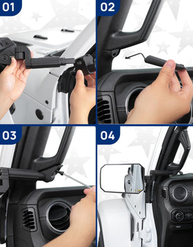 JOYTUTUS mirror next to hand showing scale and compact sturdy design