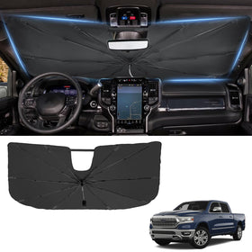 JOYTUTUS next to measuring tape illustrating tailored fit for Dodge Ram windshield